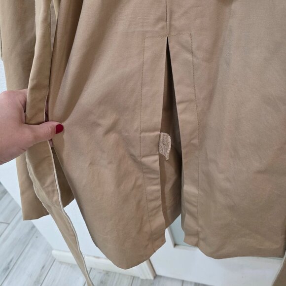 GAP Tan Trench Coat – Women’s Size L Classic Double Breasted Belted Jacket - Picture 11 of 12
